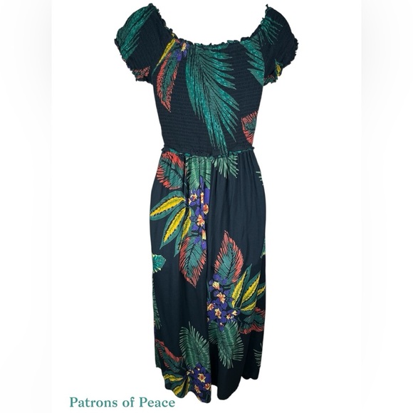 Anthropologie | Patrons of Peace | Marine Smocked Tropical Print Jumpsuit - Picture 4 of 10